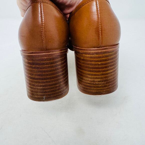 Vintage Nine West Brown Leather Block Heel Loafers Size 8.5 Preppy 90s aesthetic - Picture 8 of 12